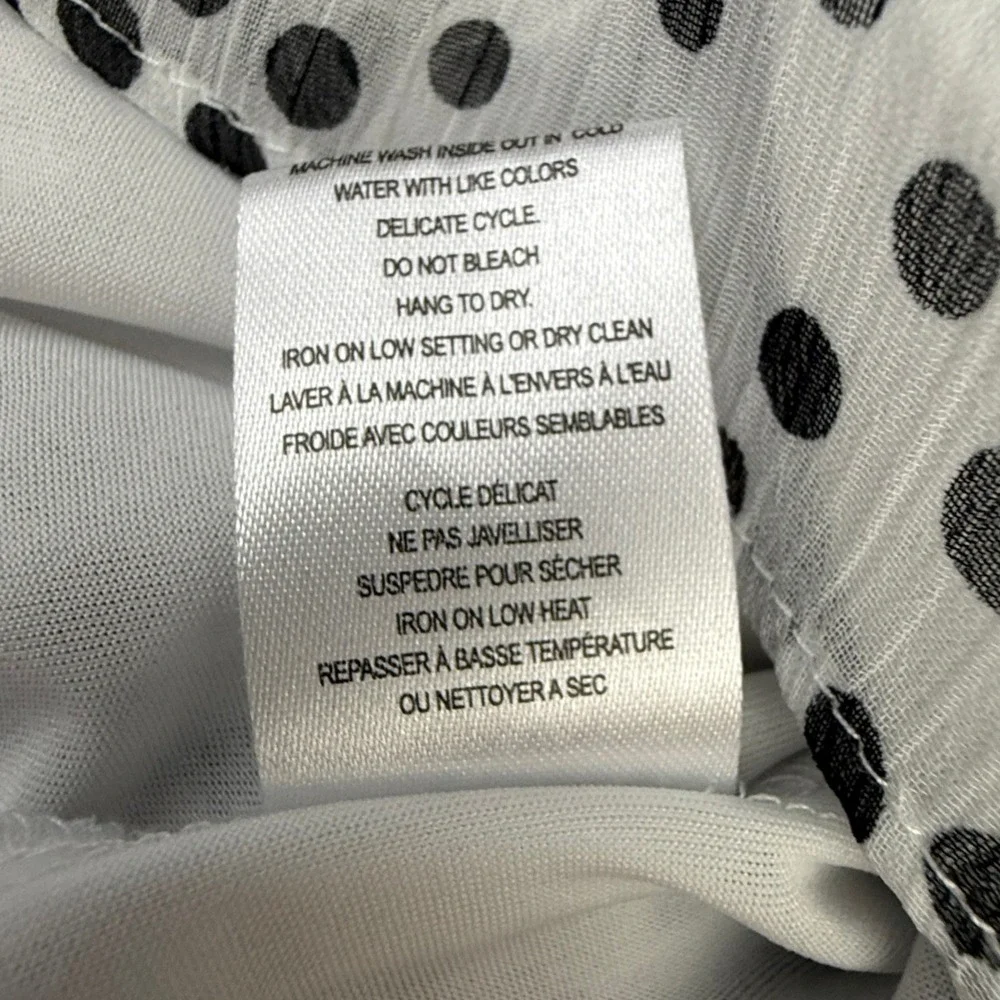 Anthropologie Autres Filles Blouse Women 1X White Polka Dot Tie Neck Romantic